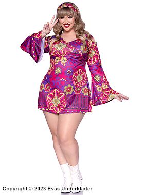 Retro-Stil, Kleid, Glockenärmel, farbenfrohe Blumen, Plus Size